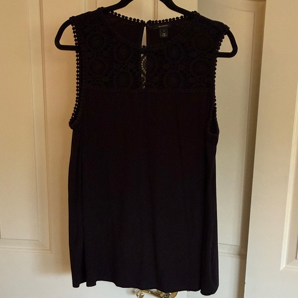 Halogen Black Sleeveless Lace Blouse